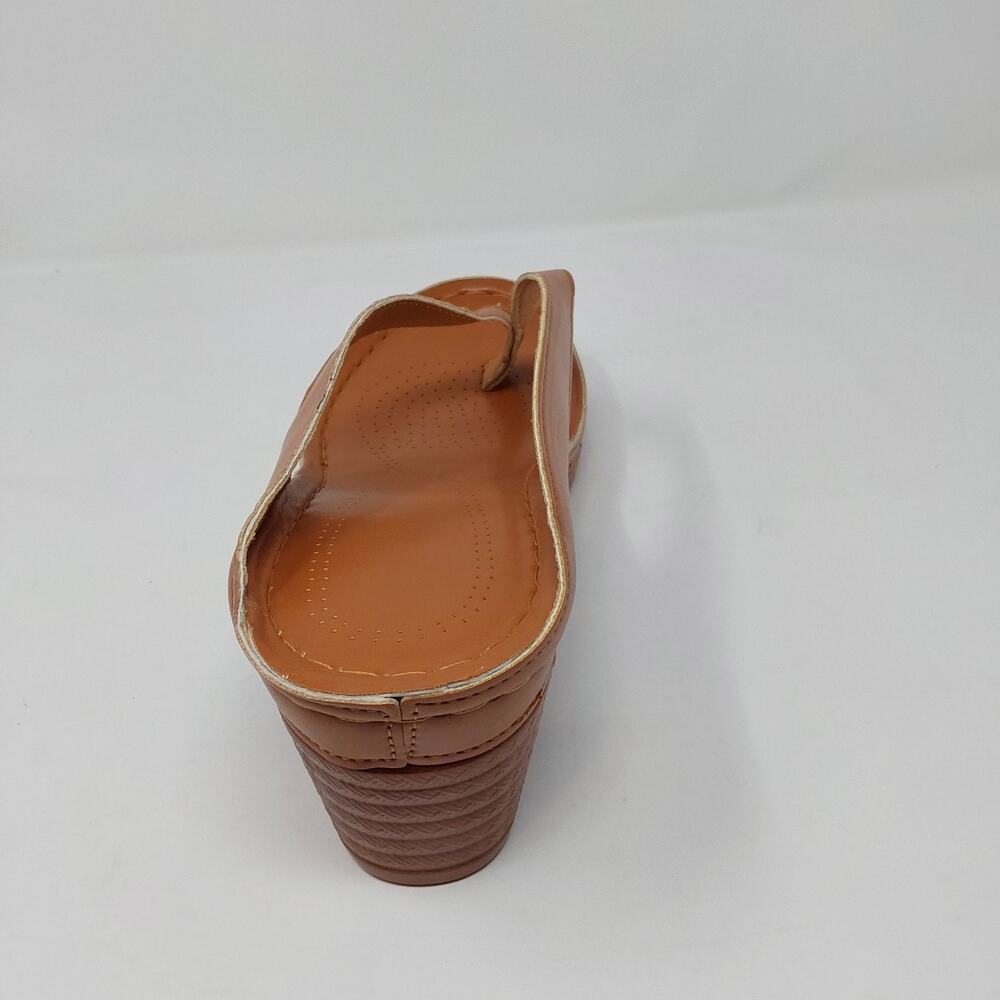 Women's Tan Brown Thong Mule Heels Slide Sandals Block Heel Size EU 43 Us 12 - Picture 13 of 15